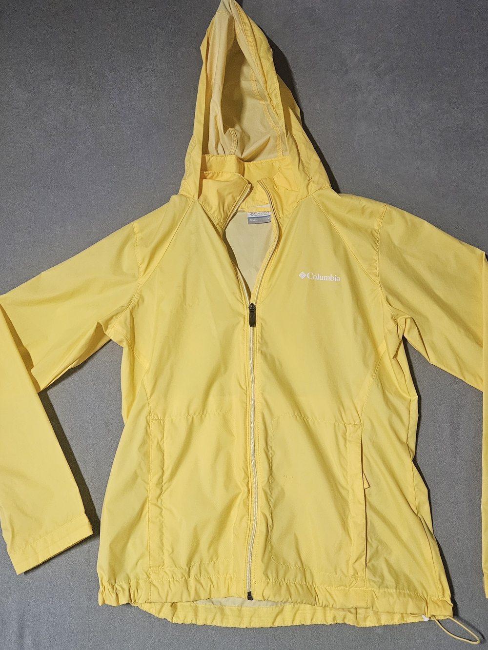 Columbia Yellow Hooded Lightweight Rain Jacket